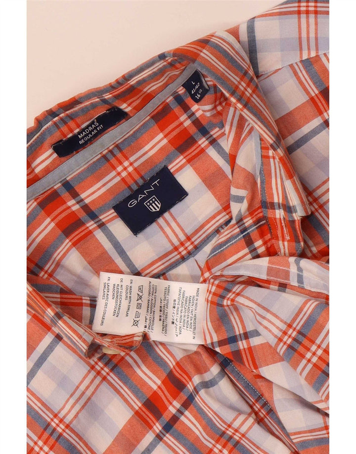 Gant herre Regular Fit skjorte størrelse 41/42 16 1/2 Large rød ternet bomuld