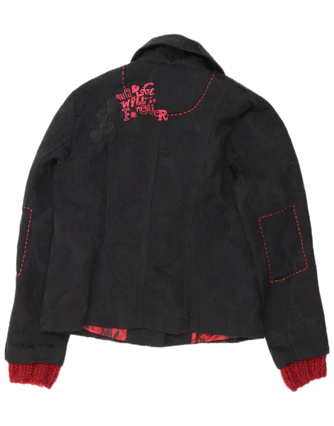 Desigual Dame grafisk 3-knaps blazerjakke EU 46 XL Sort blomster