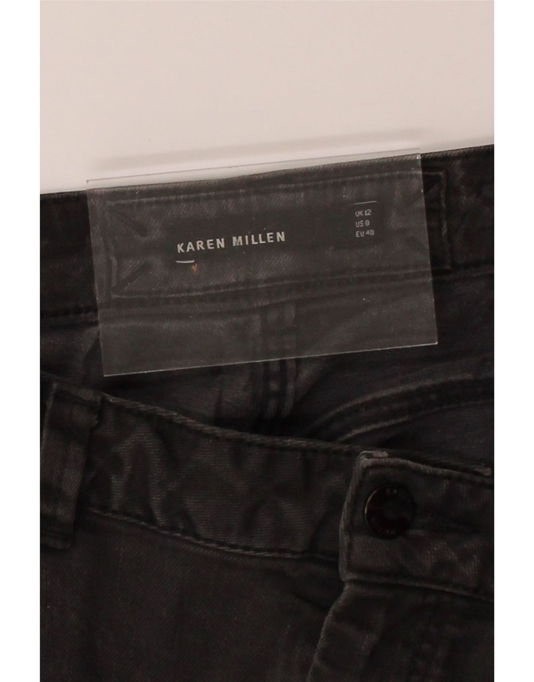 KAREN MILLEN Womens Distressed Slim Jeans UK 12 Medium W30 L29 Black Vintage Karen Millen and Second-Hand Karen Millen from Messina Hembry 