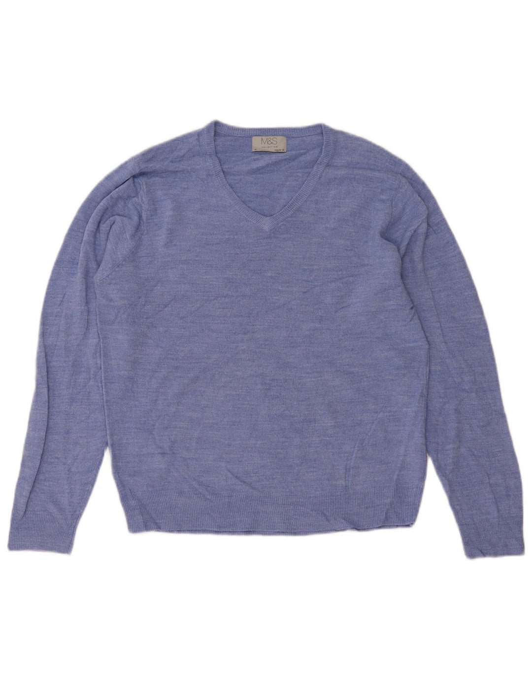 Marks & Spencer Herre Regular Fit V-hals sweater mellemblå akryl
