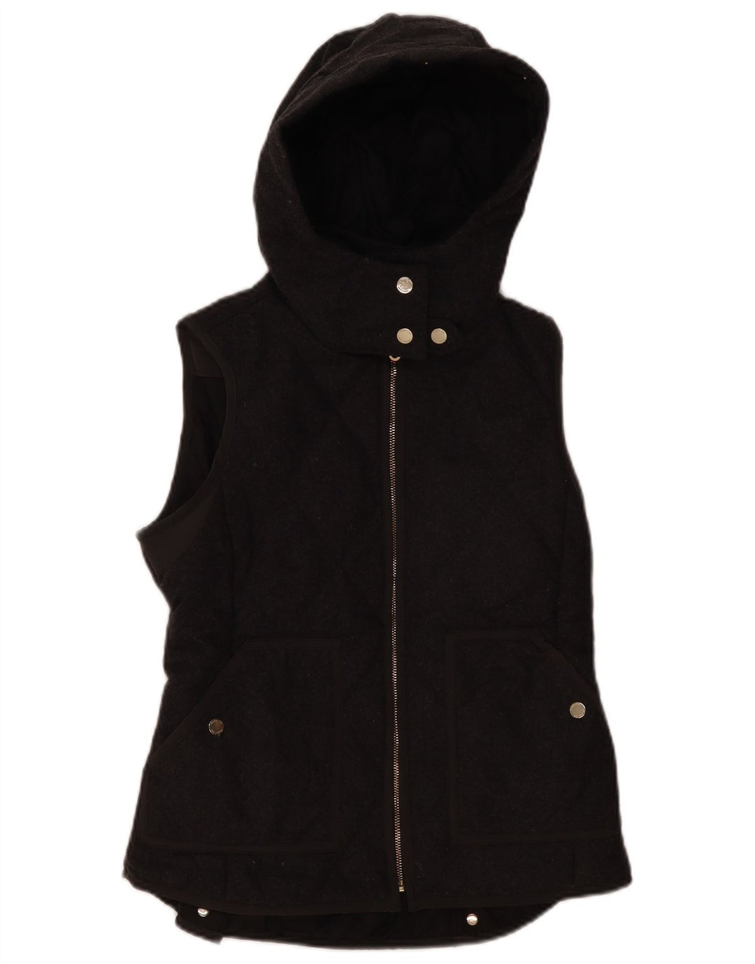 Massimo Dutti Dame Hætte Quiltet Gilet UK 12 Medium Grey Polyester