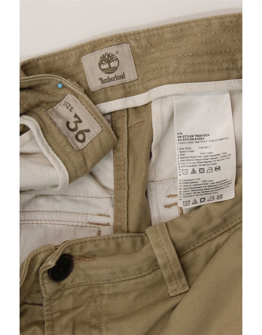 Timberland Herre Cargo Shorts W36 Stor Khaki Bomuld