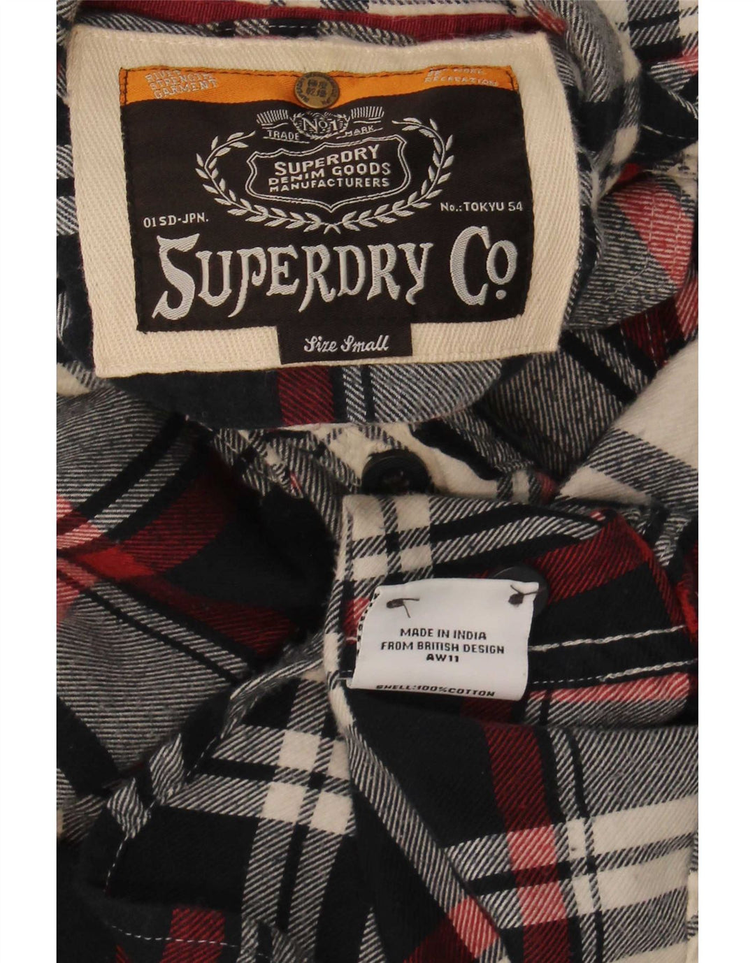 Superdry Flanelskjorte til kvinder UK 10 Lille marineblå ternet bomuld