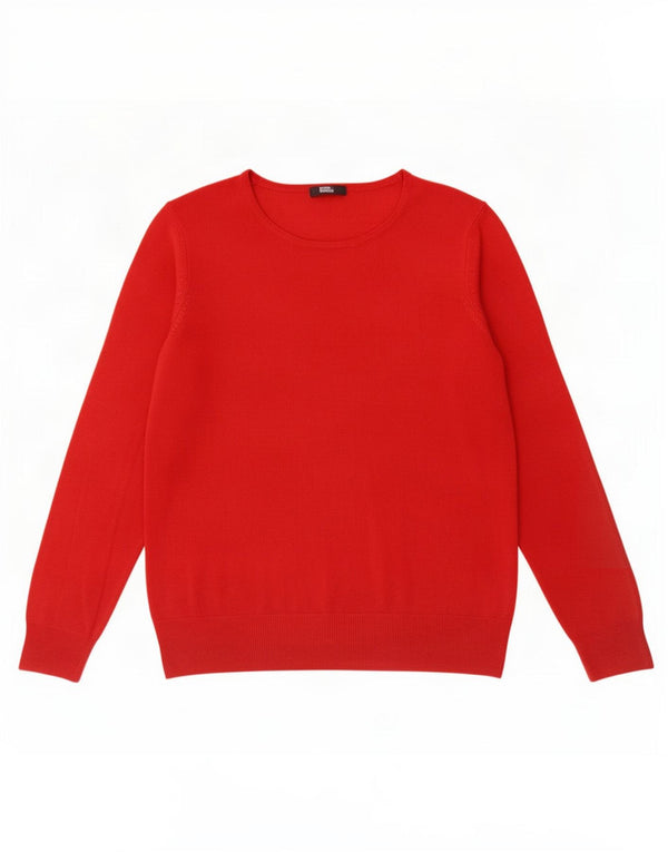 Marks & Spencer Dame Boat Neck Jumper Sweater UK 16 Large Red Acryl