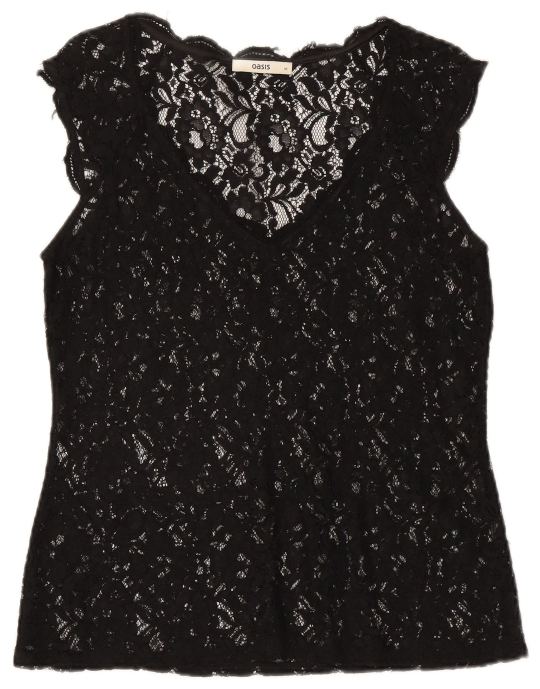 Oasis Dame See Through Blouse Top UK 12 Medium Black Floral