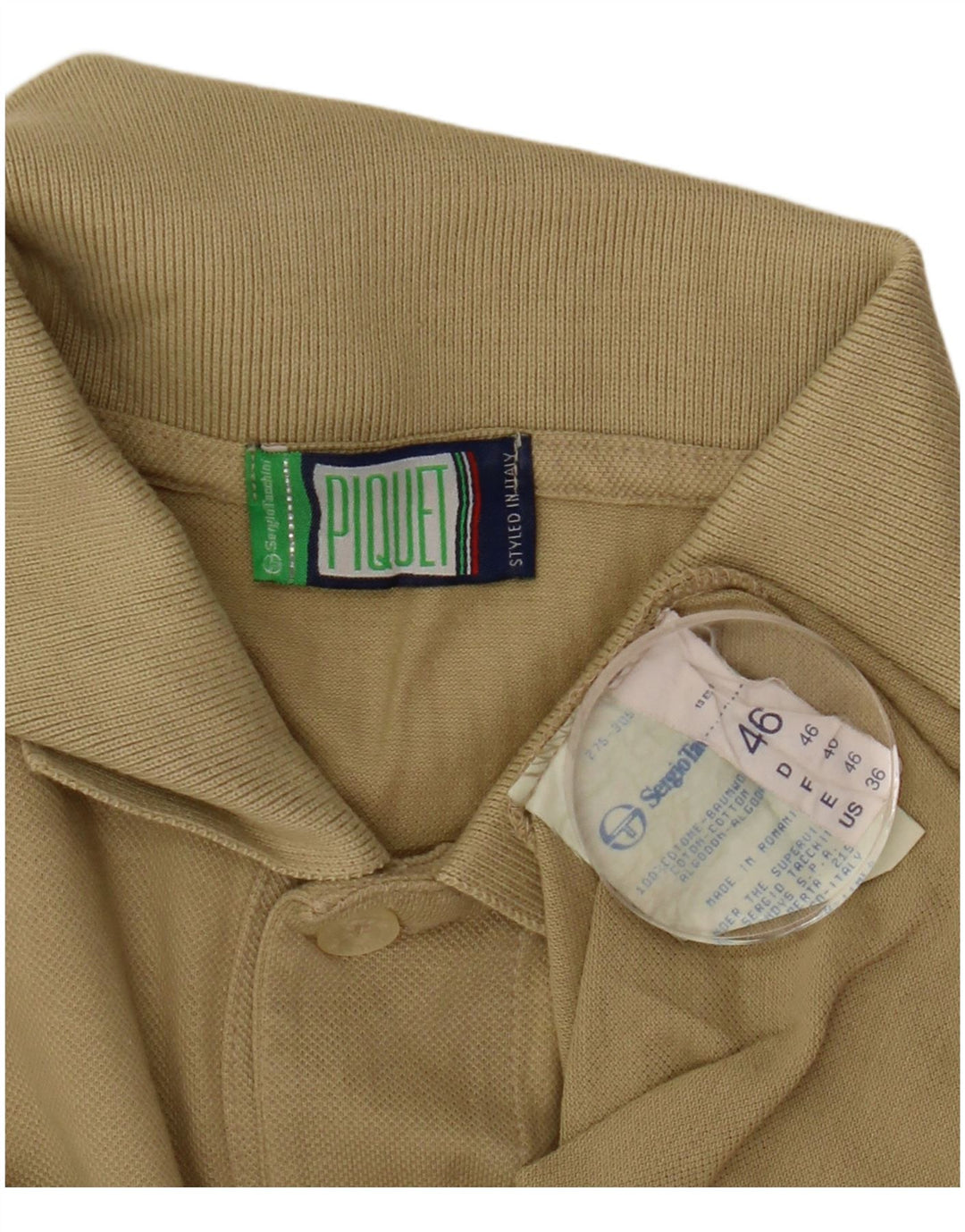 Sergio Tacchini Herre Polo Shirt IT 46 Lille Beige Bomuld