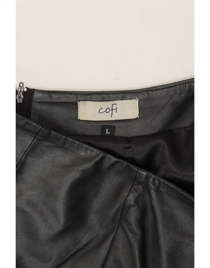 COFI Womens Leather Skirt Large W32 Black Leather Vintage Cofi and Second-Hand Cofi from Messina Hembry 