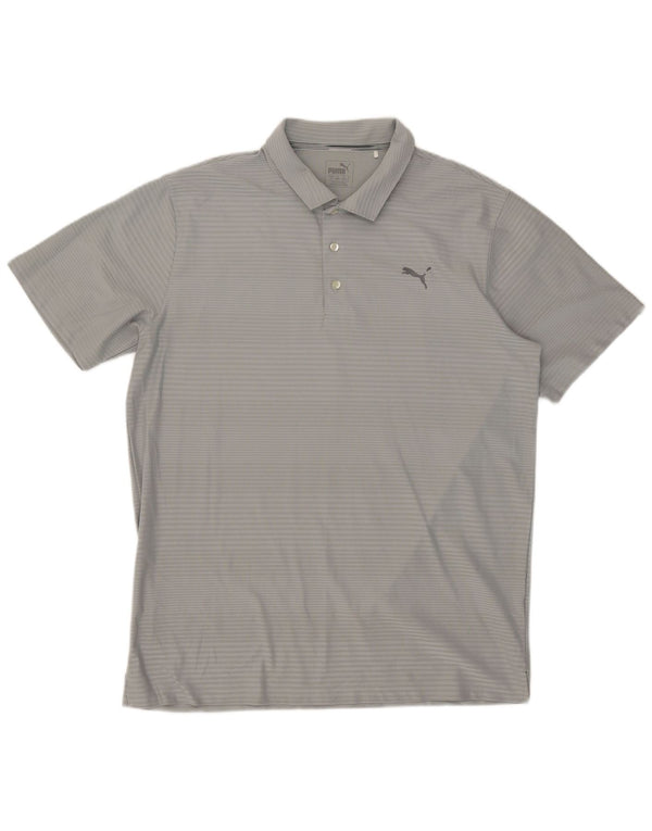 Puma herre poloshirt XL grå nålestribet polyester