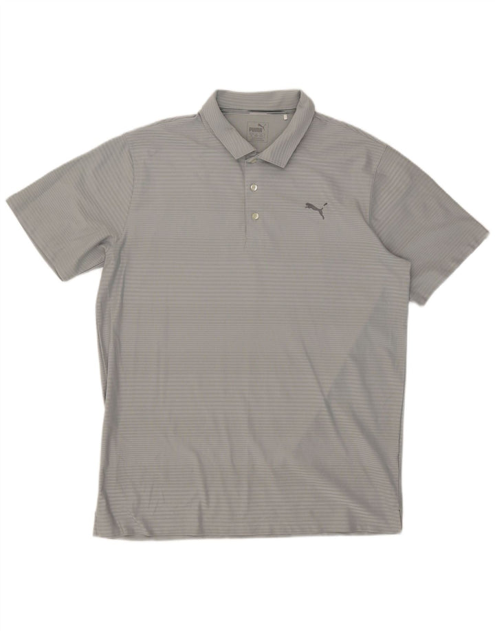 Puma herre poloshirt XL grå nålestribet polyester