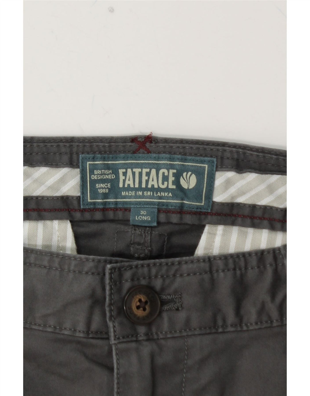 FAT FACE Herre Slim Chino Bukser W30 L32 Grå Bomuld