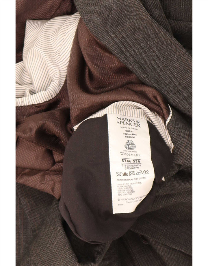 Marks & Spencer Herre 2-knaps blazerjakke UK 40 Medium Grey Virgin Wool
