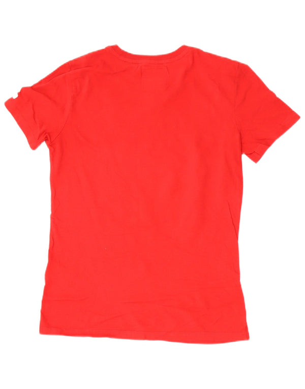 Superdry Grafisk T-shirt top til kvinder UK 8 Lille rød bomuld