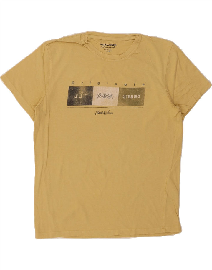 JACK & JONES Mens Graphic T-Shirt Top Medium Yellow Cotton Vintage Jack & Jones and Second-Hand Jack & Jones from Messina Hembry 