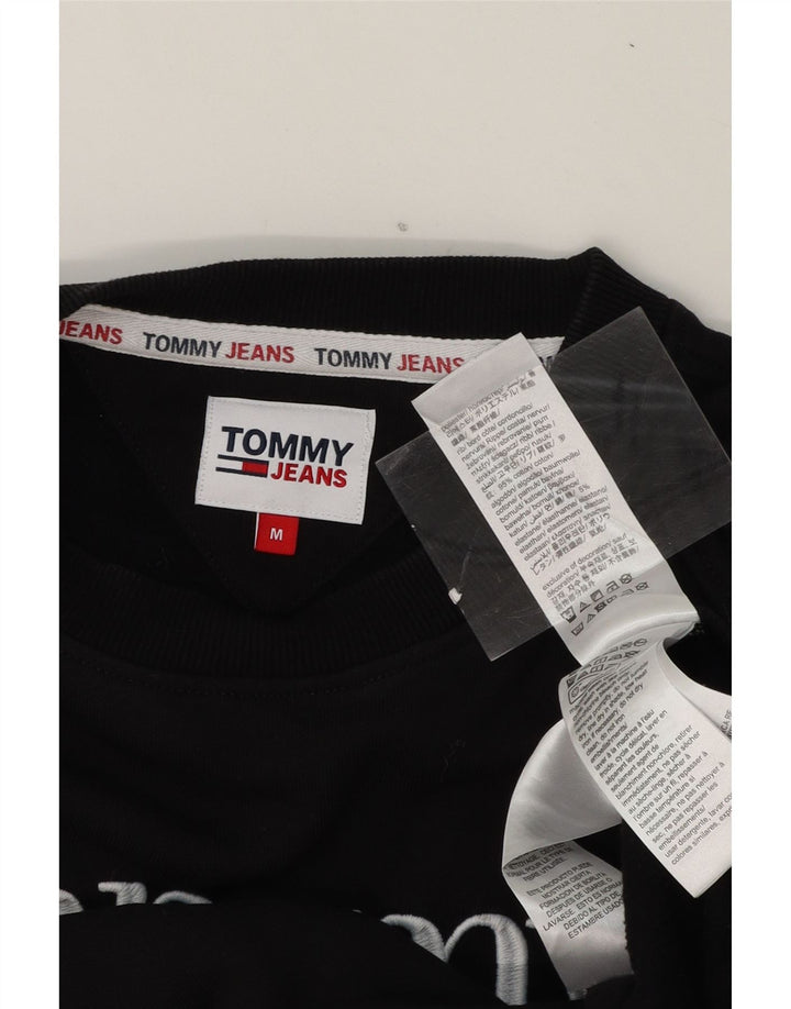 TOMMY HILFIGER Mens Graphic Sweatshirt Jumper Medium Black Cotton Vintage Tommy Hilfiger and Second-Hand Tommy Hilfiger from Messina Hembry 