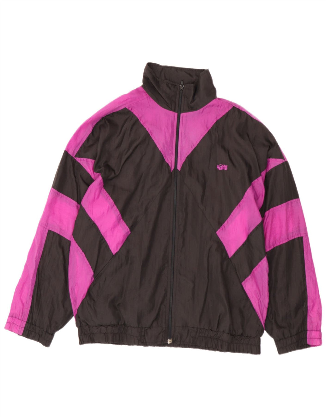 Vintage træningsdragt til mænd Topjakke Stor sort Colourblock Nylon