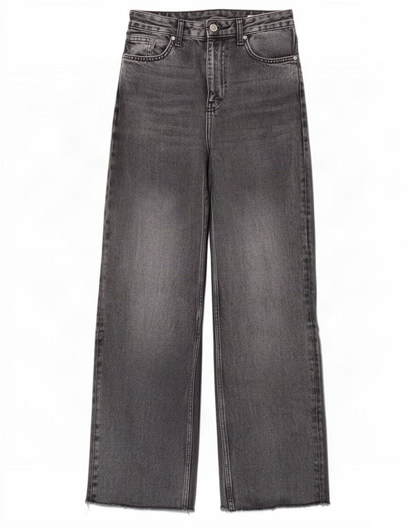 Zara Dame Jeans med høj talje og brede ben EU 34 2XS W24 L31 Grå Bomuld