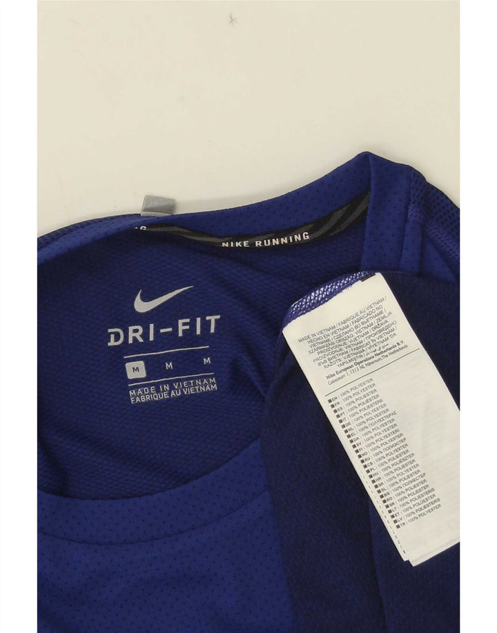 Nike Herre Dri Fit grafisk T-shirt top mellemblå polyester