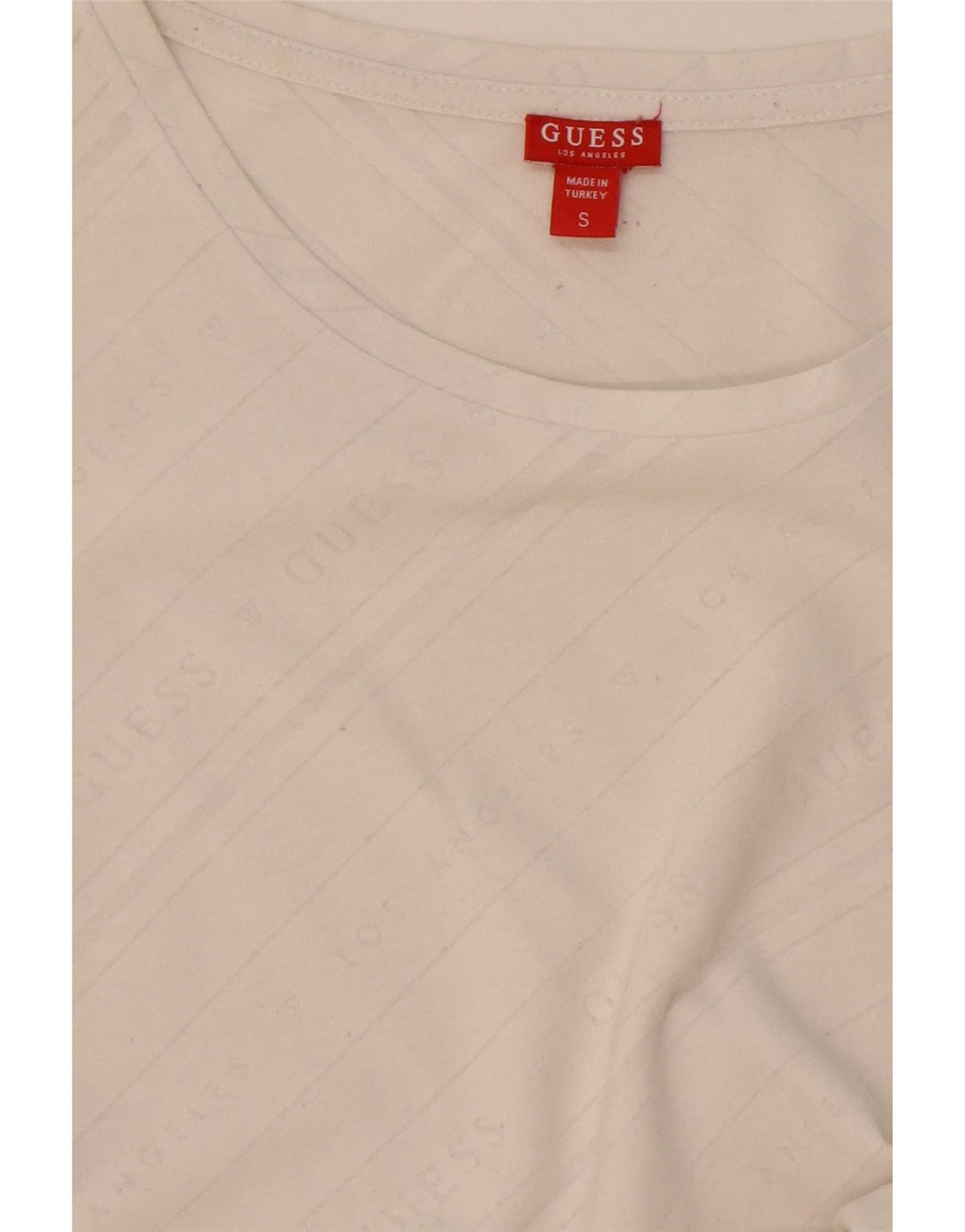 Guess Graphic T-Shirt Top UK 10 Small Off White