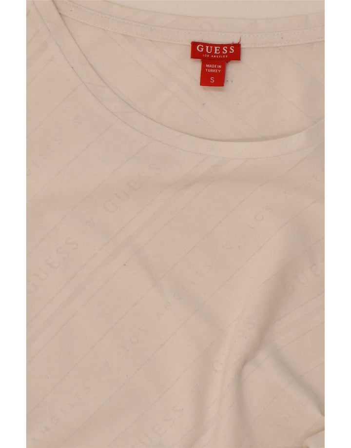 Guess Graphic T-Shirt Top UK 10 Small Off White
