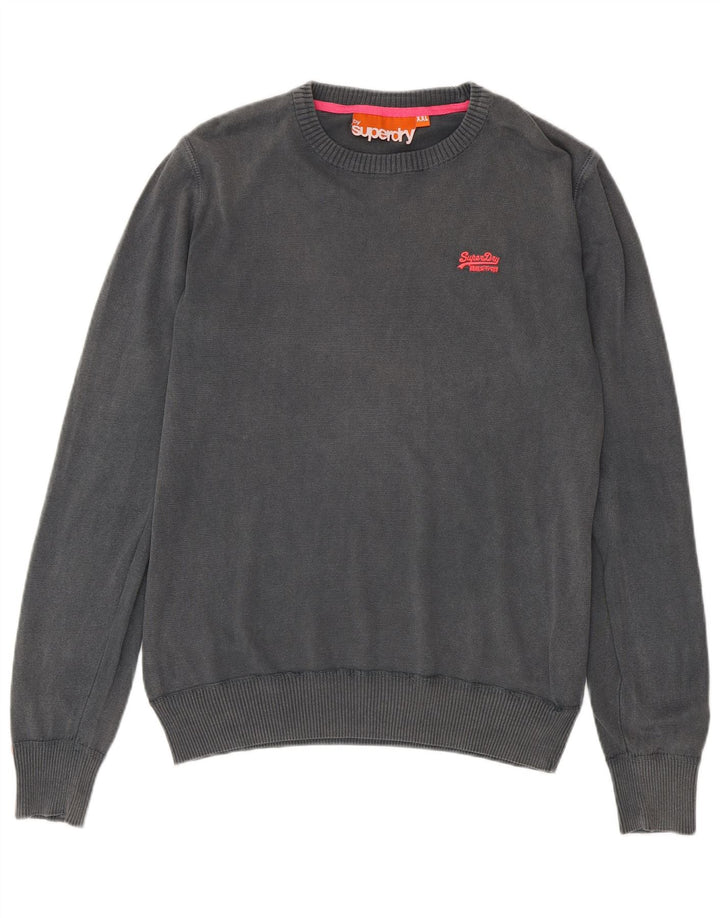 SUPERDRY Herre sweater med rund hals 2XL grå bomuld