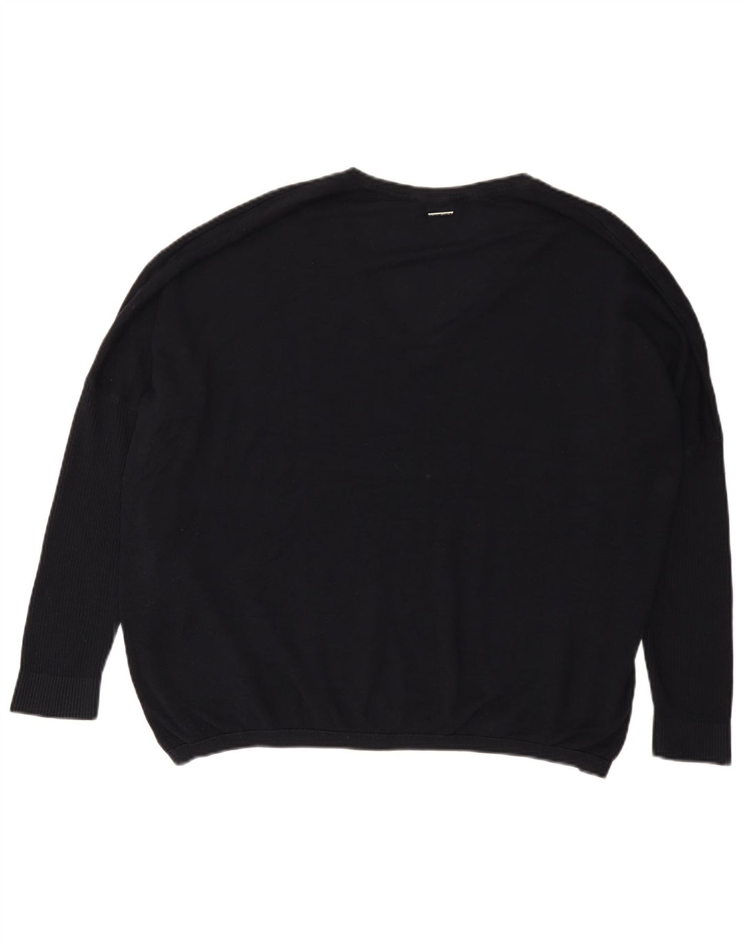 Dkny Dame Grafisk Oversized V-hals Jumper Sweater UK 14 Large Sort