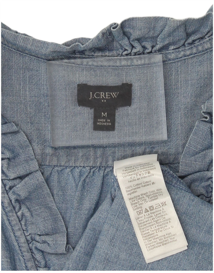 J. Crew Dame Kortærmet Flæse Forreste Bluse UK 14 Medium Blue