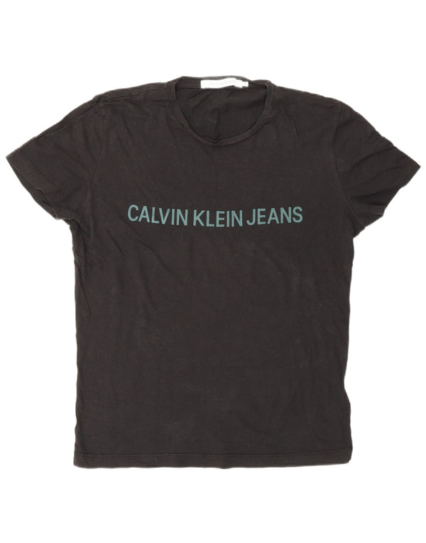 Calvin Klein Jeans Herre grafisk T-shirt Top UK 10 Lille sort bomuld