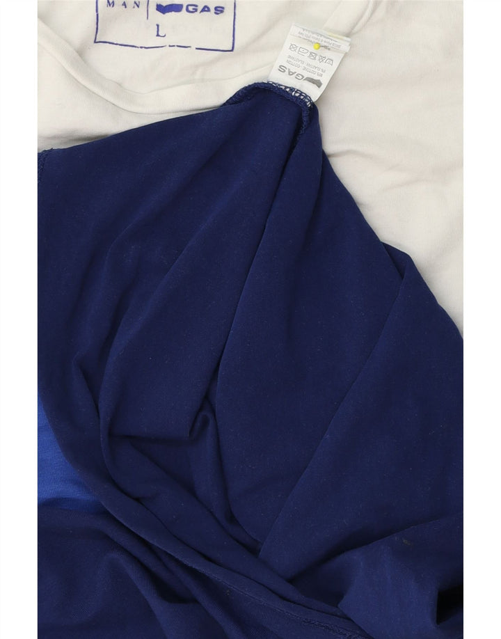Gas Herre T-Shirt Top Stor Blå Colourblock Bomuld