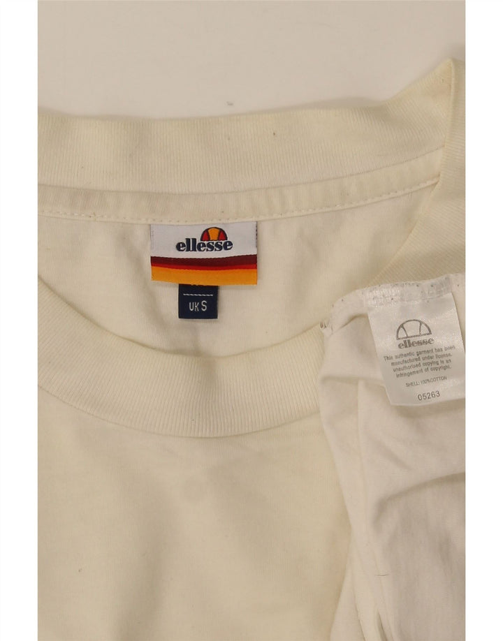 Ellesse Herre Grafisk T-Shirt Top Lille Off White Bomuld