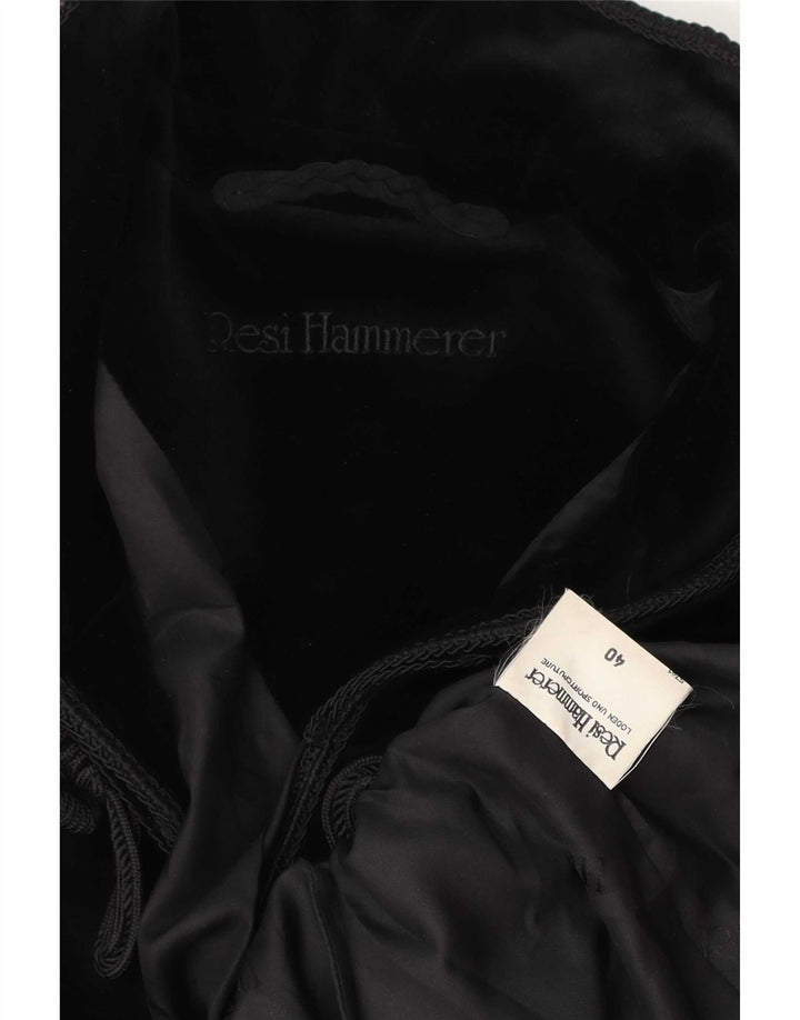 Resi Hammerer Dame Open Velvet Blazer Jacket EU 40 Medium Sort Bomuld