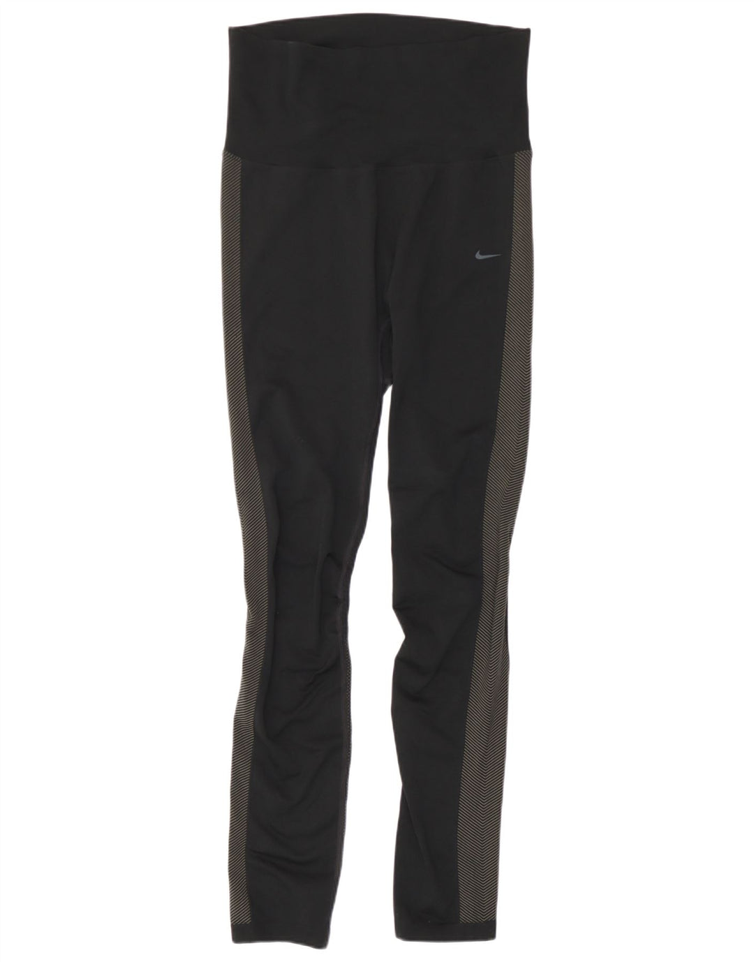 Nike Dame Dri Fit Leggings UK 12 Medium Sort Colourblock Polyester