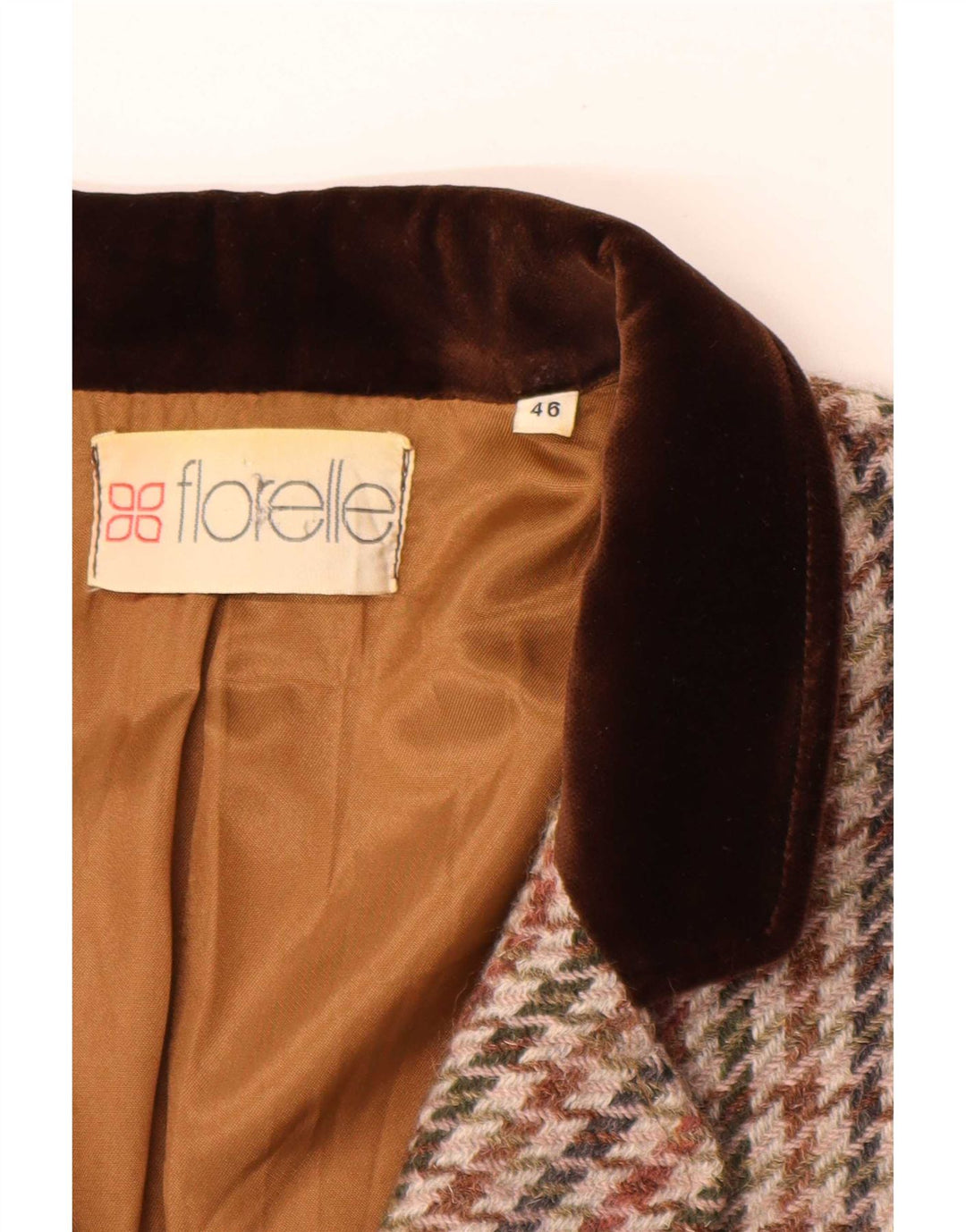 Vintage dame 5-knaps blazerjakke IT 46 Stor flerfarvet Houndstooth