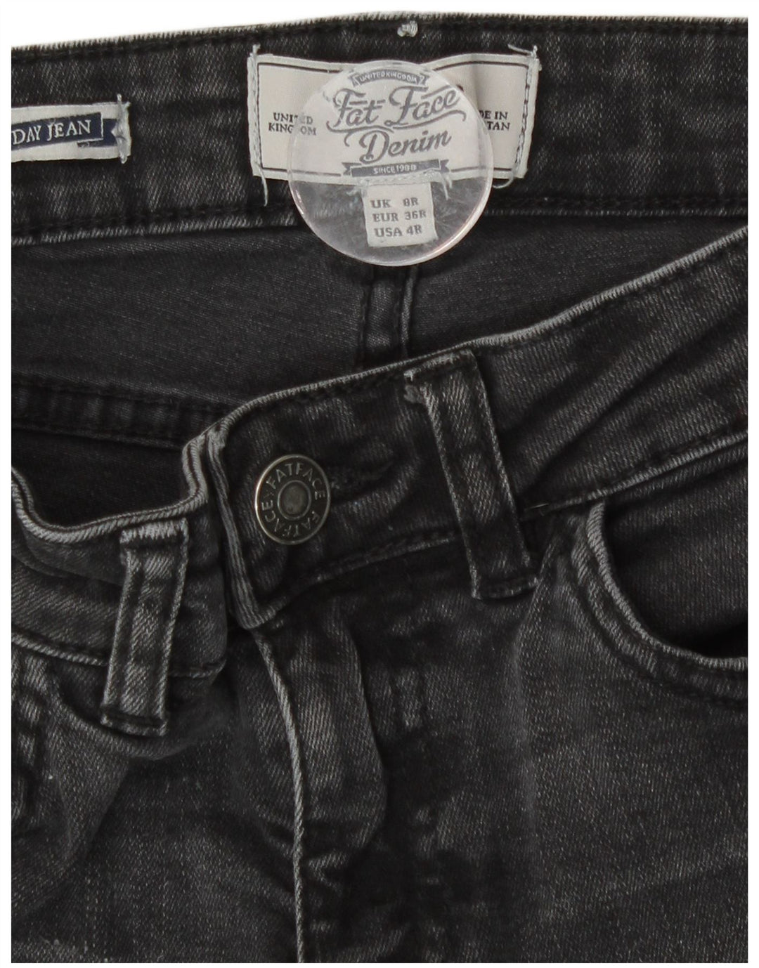 Fat Face Dame Slim Jeans UK 8 Small W27 L30 Grå