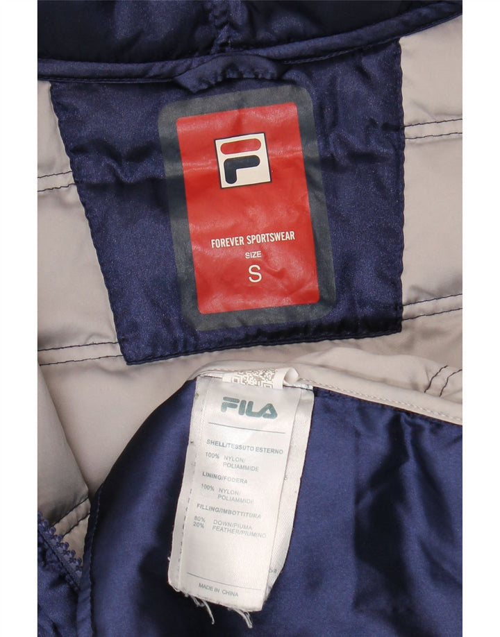 Fila Dame Hætte Polstret Jakke UK 10 Small Navy Blue Nylon
