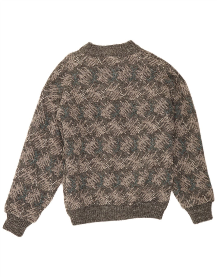 Vintage herre cardigan sweater IT 48 Medium Grå Geometrisk