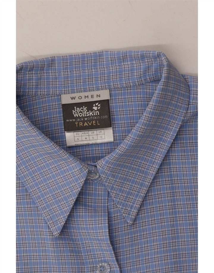 JACK WOLFSKIN Womens Sleeveless Shirt UK 10 Small Blue Check Polyester Vintage Jack Wolfskin and Second-Hand Jack Wolfskin from Messina Hembry 