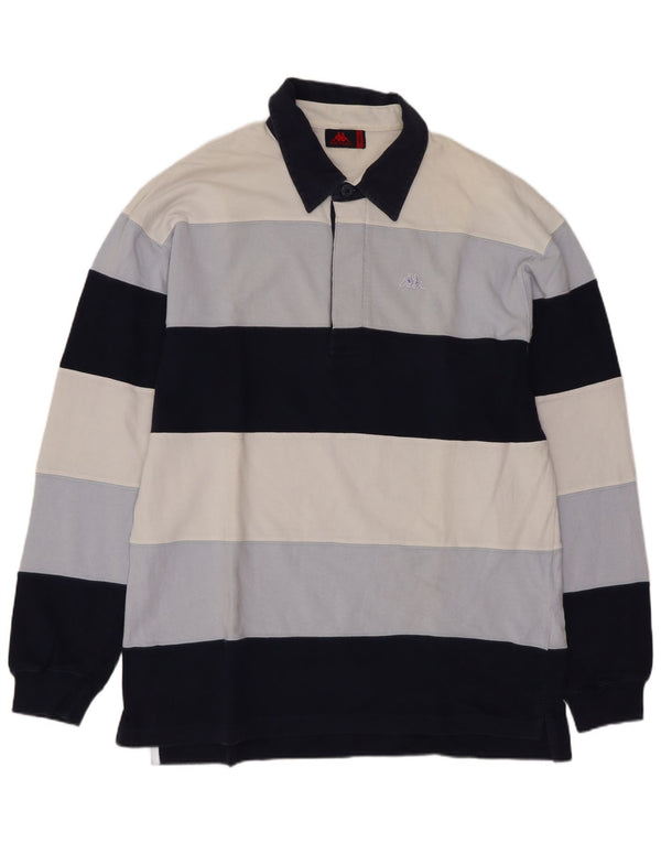 Kappa Langærmet Rugby Polo Shirt til mænd Stor blå stribet bomuld