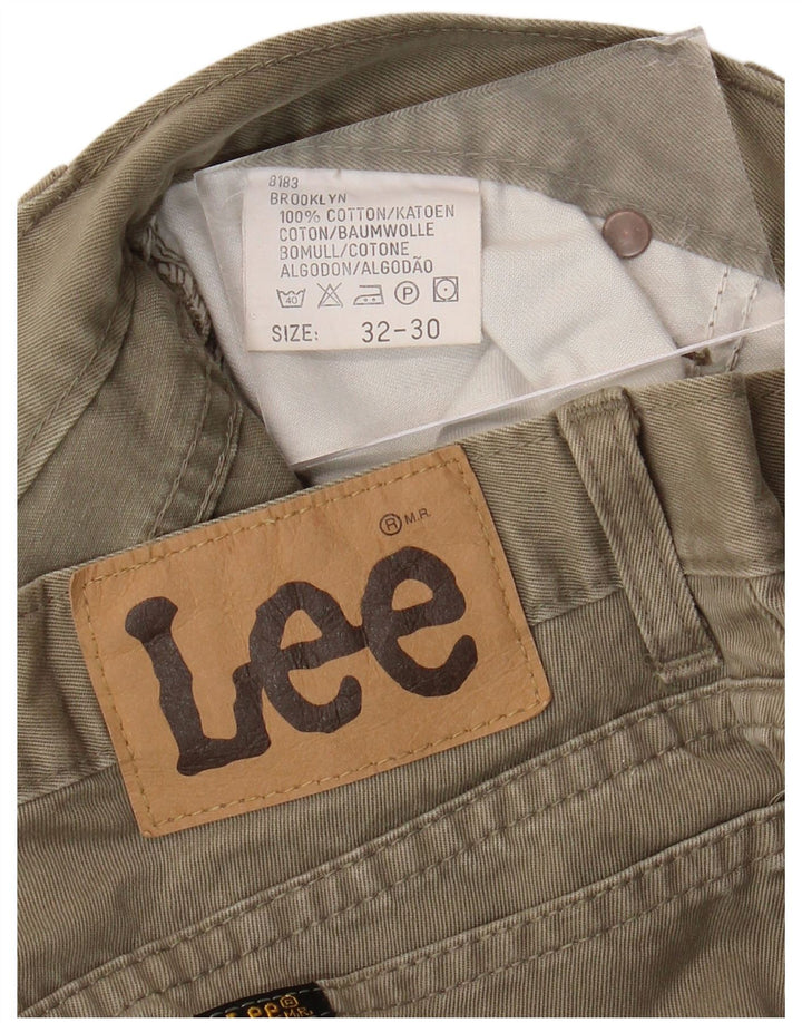 LEE Herre Brooklyn Straight Casual Bukser W32 L30 Khaki Bomuld