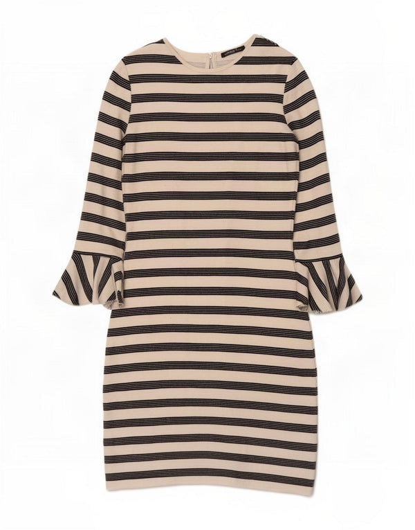 Marks & Spencer Womens Bodycon Dress UK 10 Small Off White Stribet