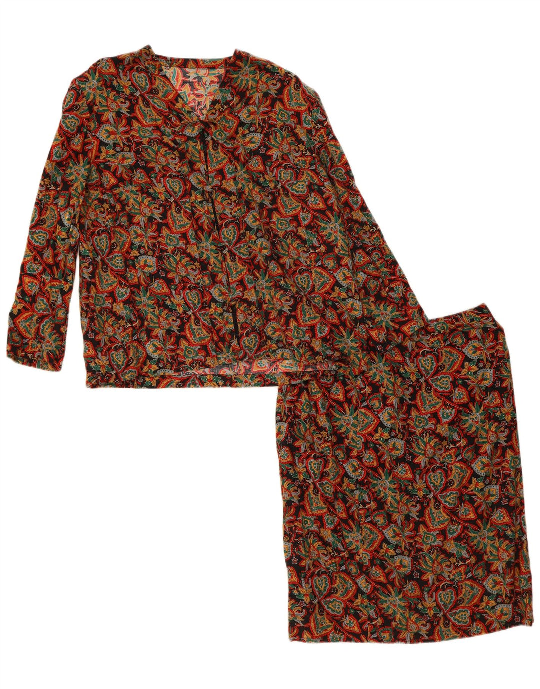 VINTAGE Womens 2 Piece Skirt Set UK 14 Medium W28  Multicoloured Paisley