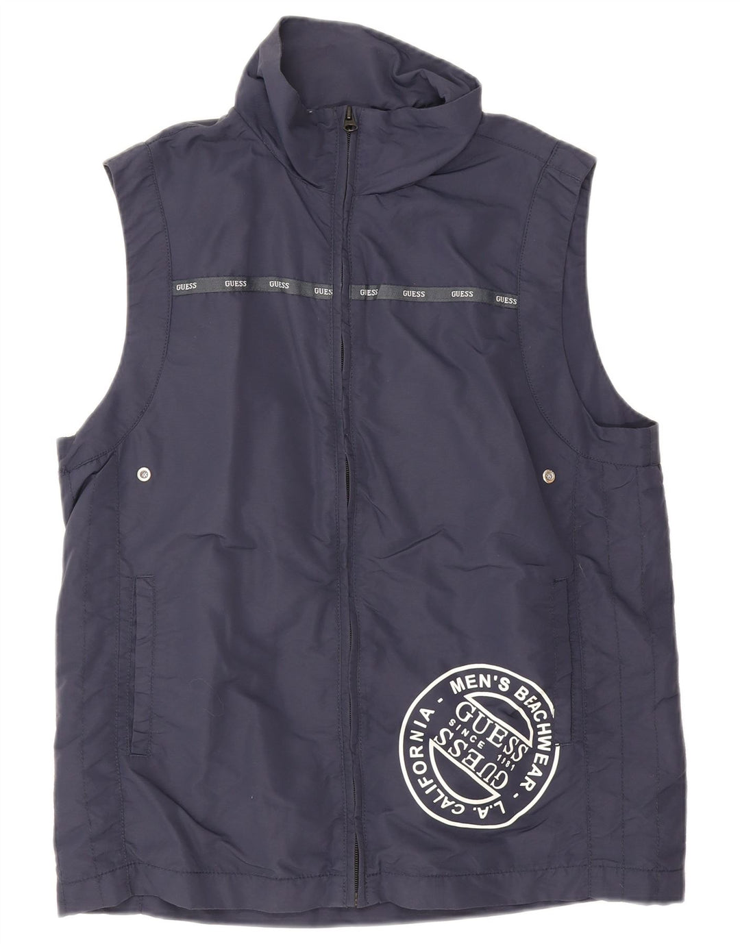 Guess Herre grafisk ærmeløs træningsdragt topjakke XL marineblå polyester