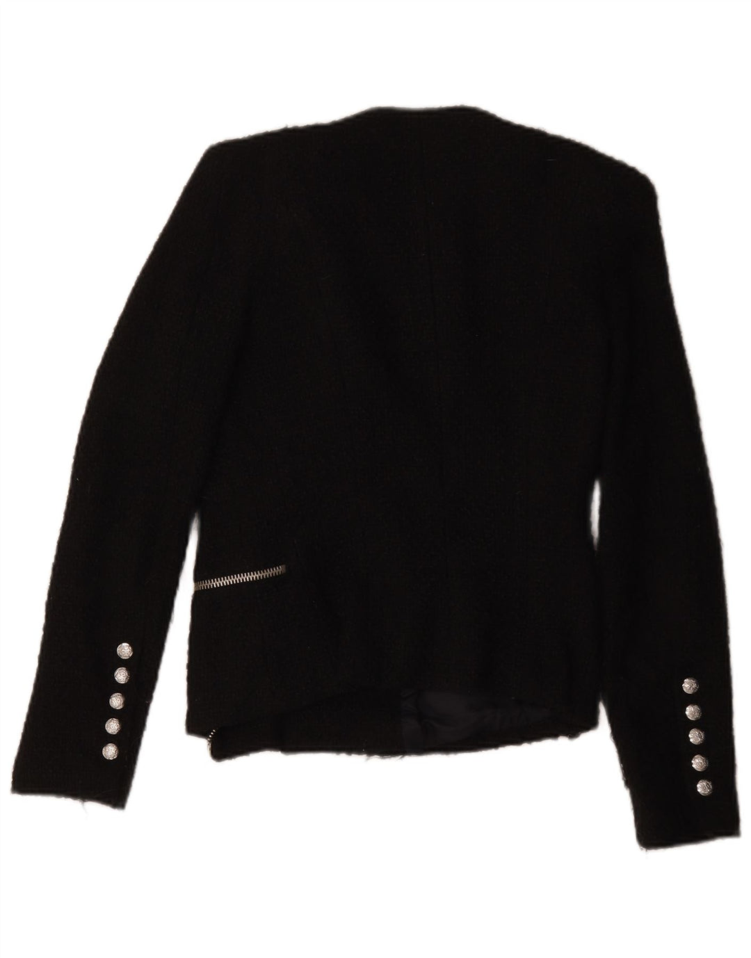 Zara Womens Military Blazer Jacket UK 10 Small Black Acryl