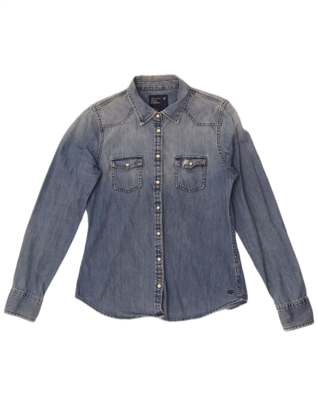 American Eagle Outfitters Dame Denim Shirt UK 14 Medium Blue
