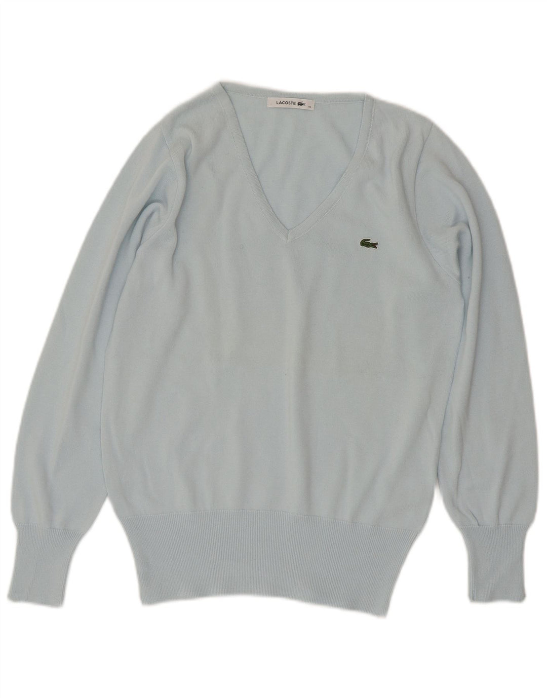 Lacoste Dame V-hals sweater Størrelse 42 Stor Blå Bomuld