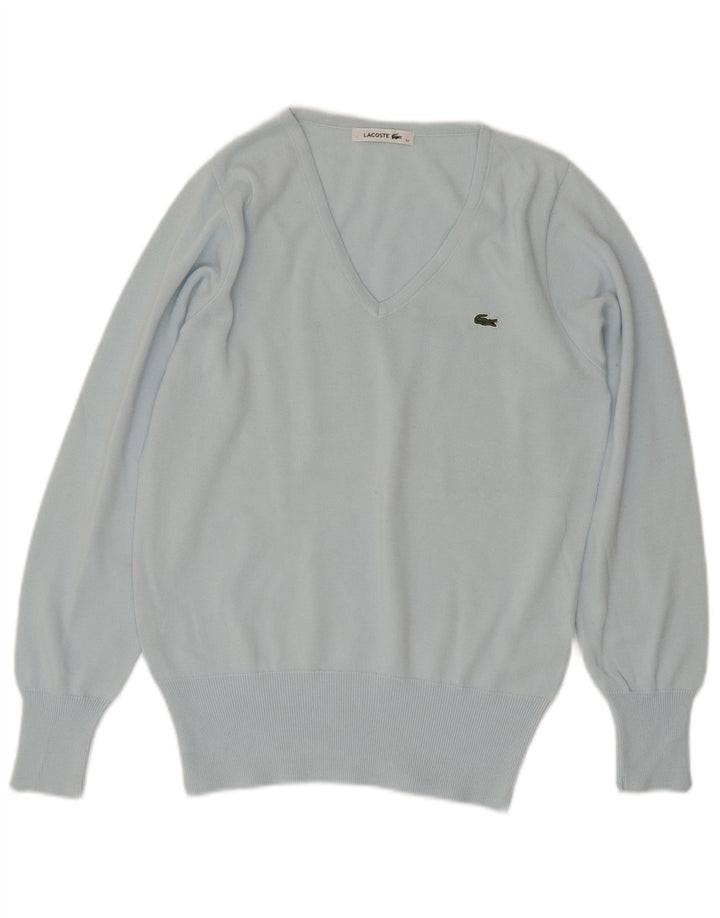 Lacoste Dame V-hals sweater Størrelse 42 Stor Blå Bomuld