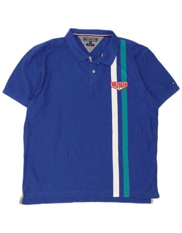 Tommy Hilfiger Herre Regular Fit Polo Shirt 2XL Blå Colourblock Bomuld