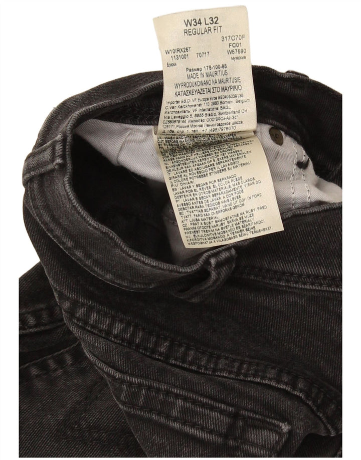 Wrangler Herre Regular Fit Straight Jeans W34 L32 Grå Bomuld