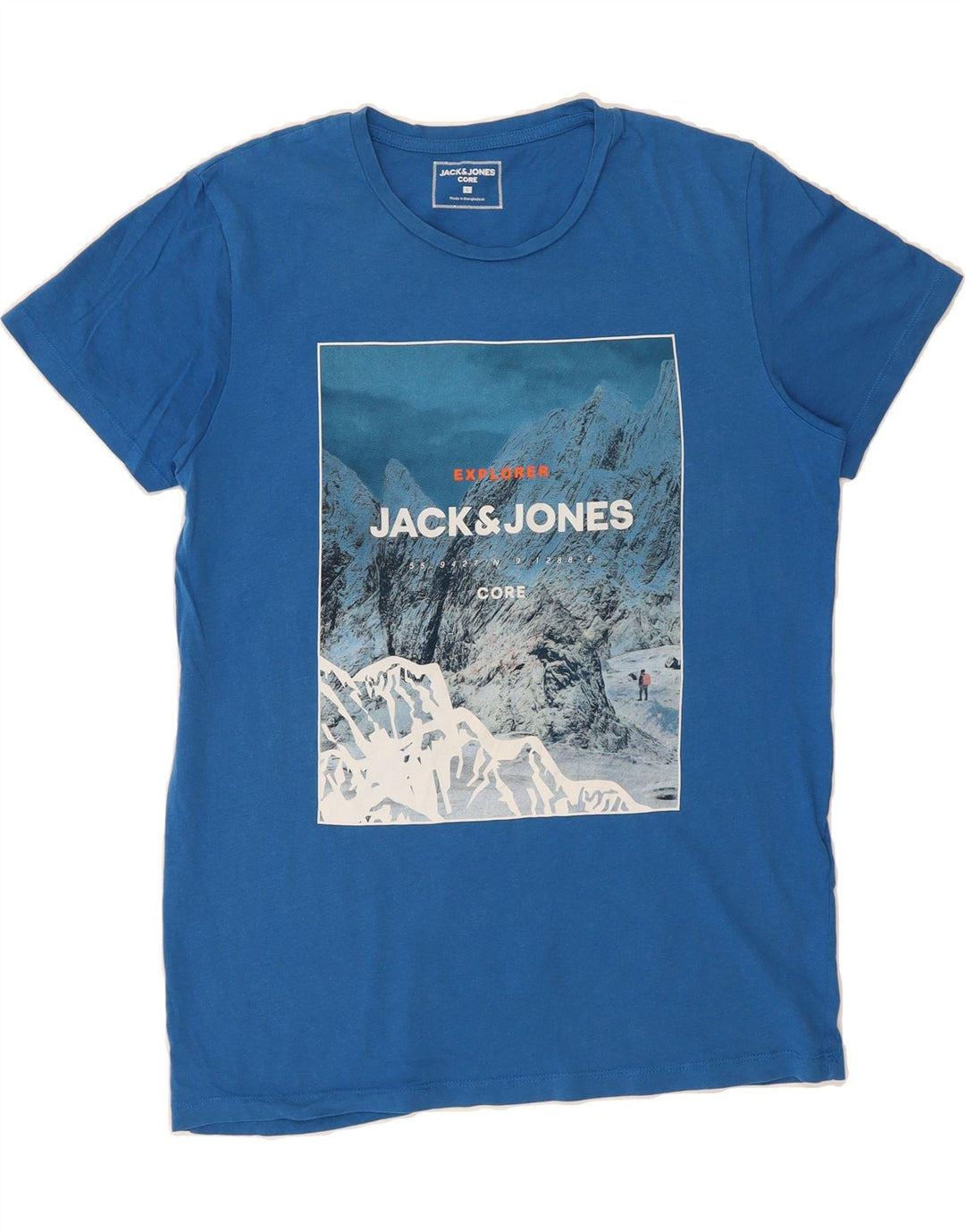 JACK & JONES Mens Graphic T-Shirt Top Large Blue Cotton Vintage Jack & Jones and Second-Hand Jack & Jones from Messina Hembry 