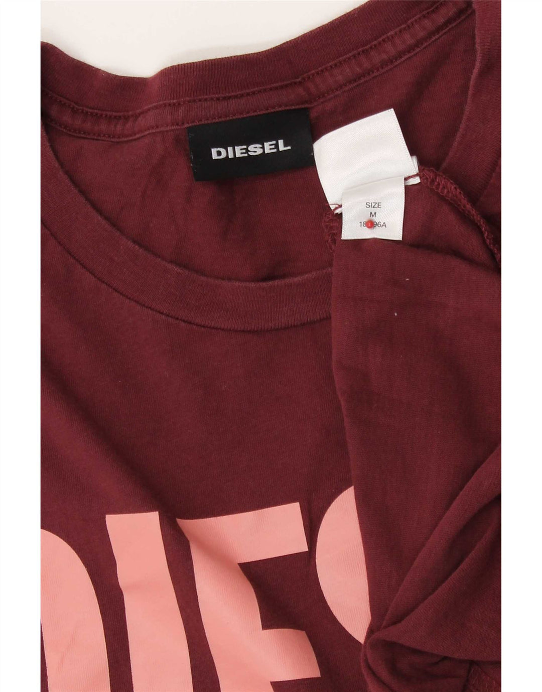Diesel Herre grafisk T-shirt Top Medium Bourgogne Bomuld