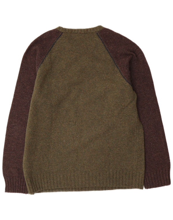 Armani Jeans Herre Crew Neck Jumper Sweater 2XL Khaki Colourblock